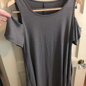 Grey cold shoulder short sleeved dress. NWOT